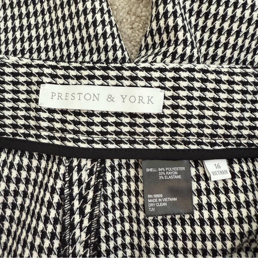 Preston & York Pants Women 16 Casual Pockets Houndstooth Pattern Black White - Picture 7 of 10